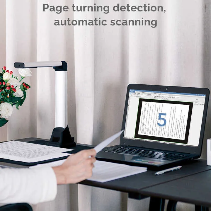 ماسح ضوئي للمستندات قابلة للطي 8 Megapixels With LED Lighting Foldable Document Scanner With OCR Multi-Language Function