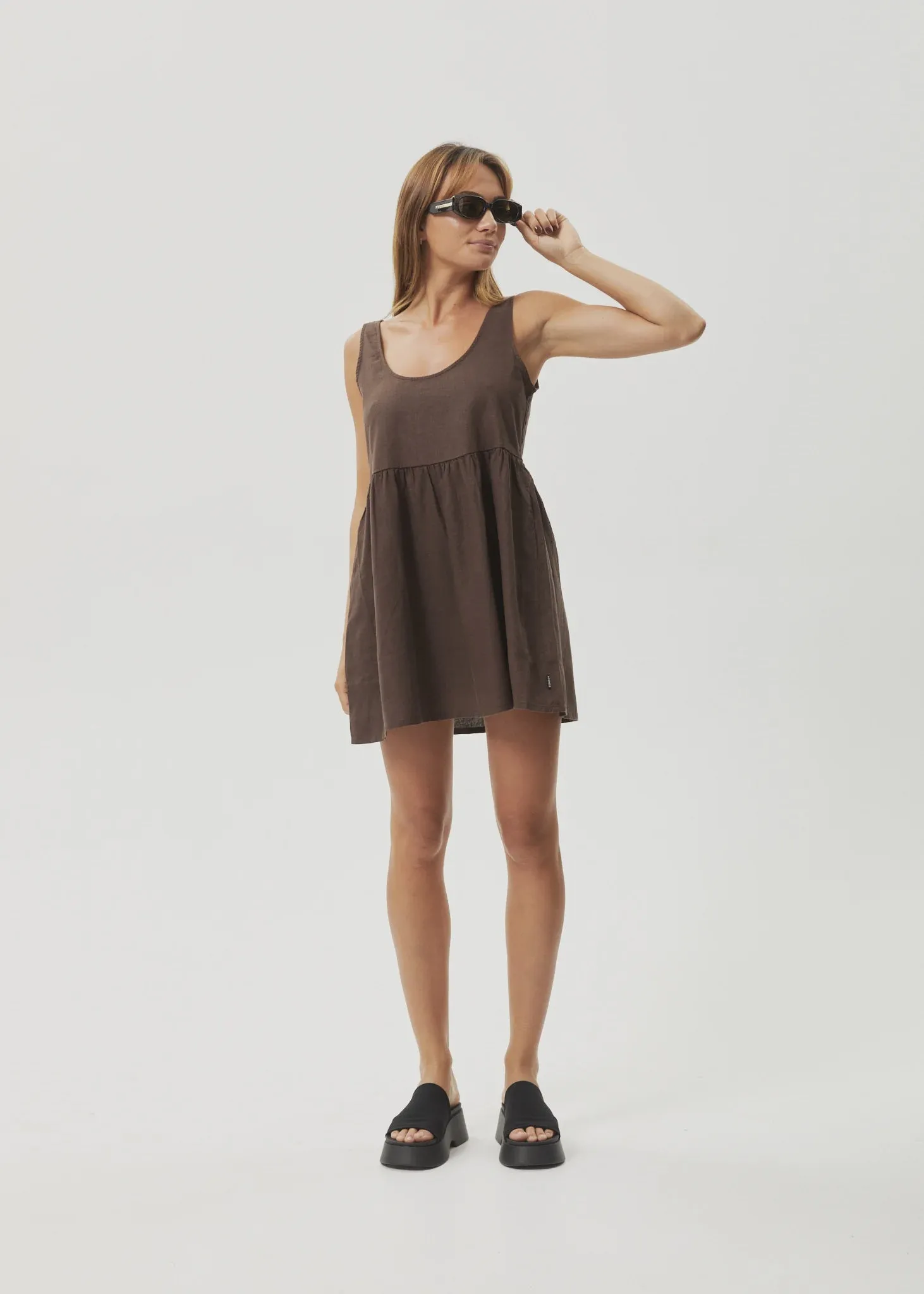 Afends Jesse Hemp Mini Dress - Coffee