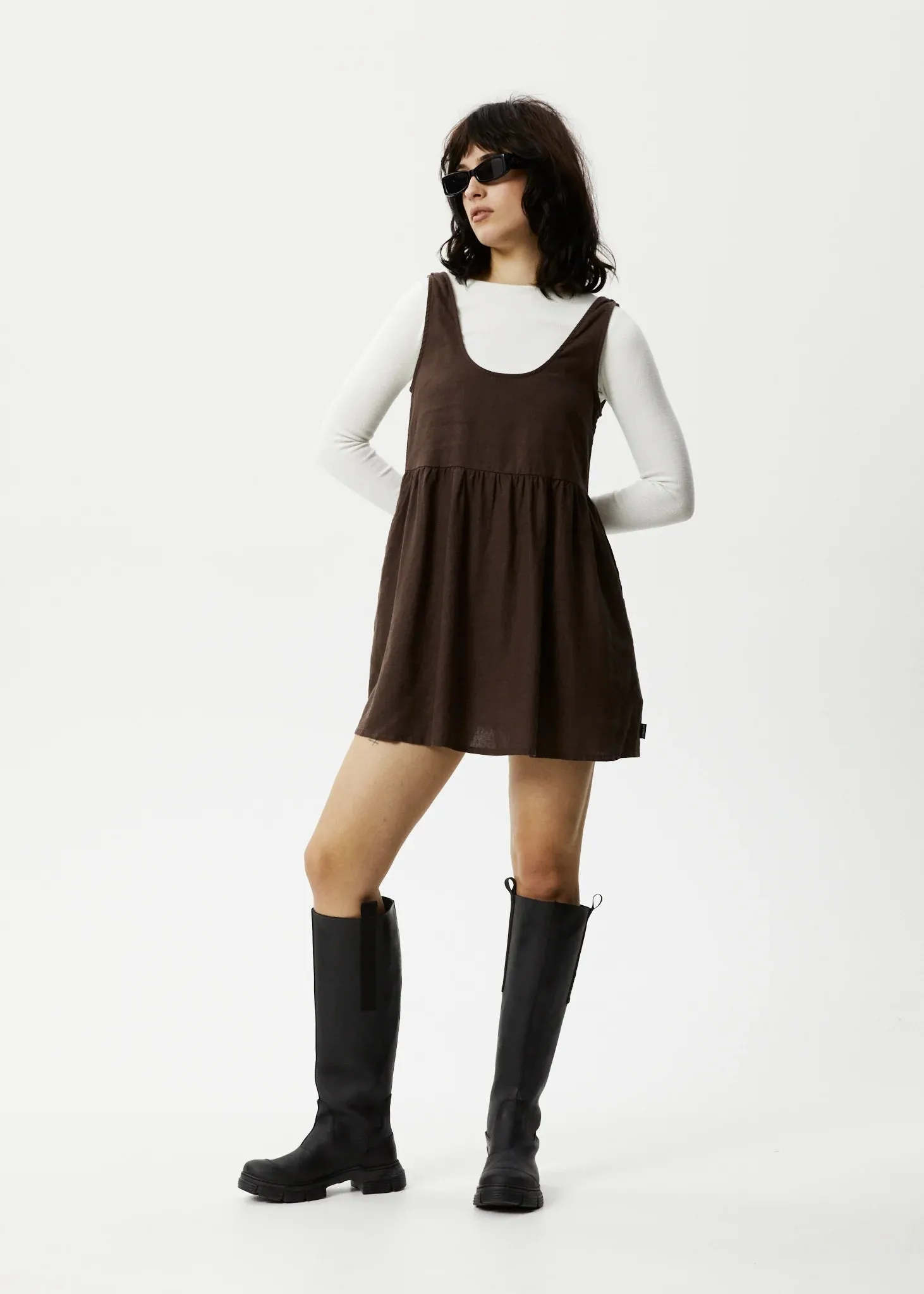 Afends Jesse Hemp Mini Dress - Coffee