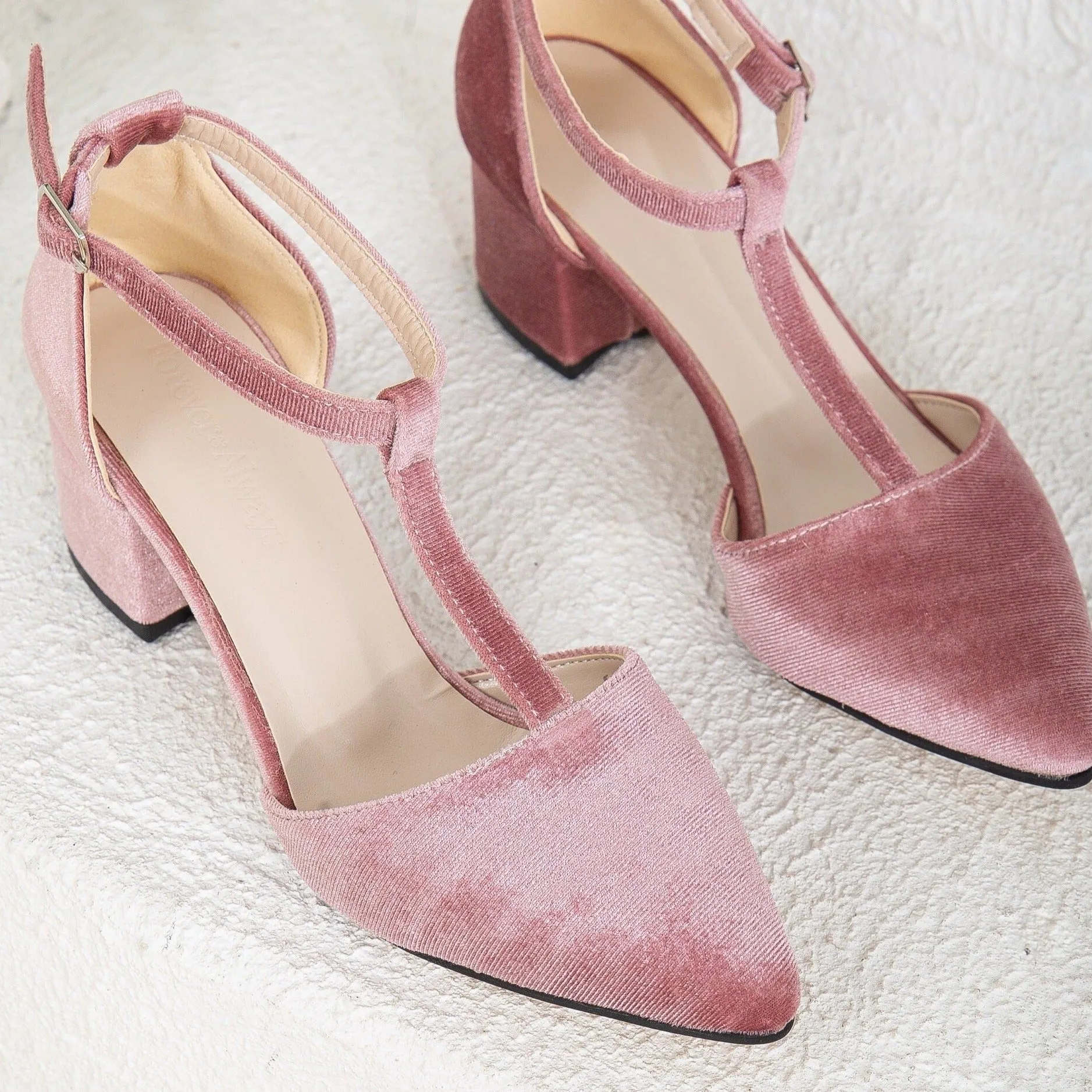 Anicette - Rose Velvet Heels