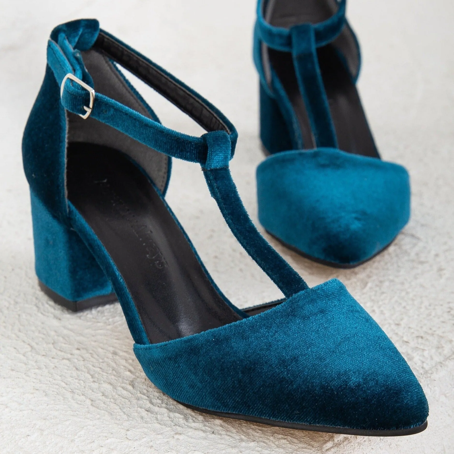 Anicette - Teal Blue Velvet Shoes