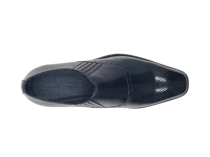 Carrucci Black Slip-on Genuine Leather Loafer with Medallion Style No: KS509-26