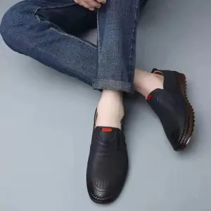 Casual Leather Shoes for Men - Slip-On Black Casual Shoes