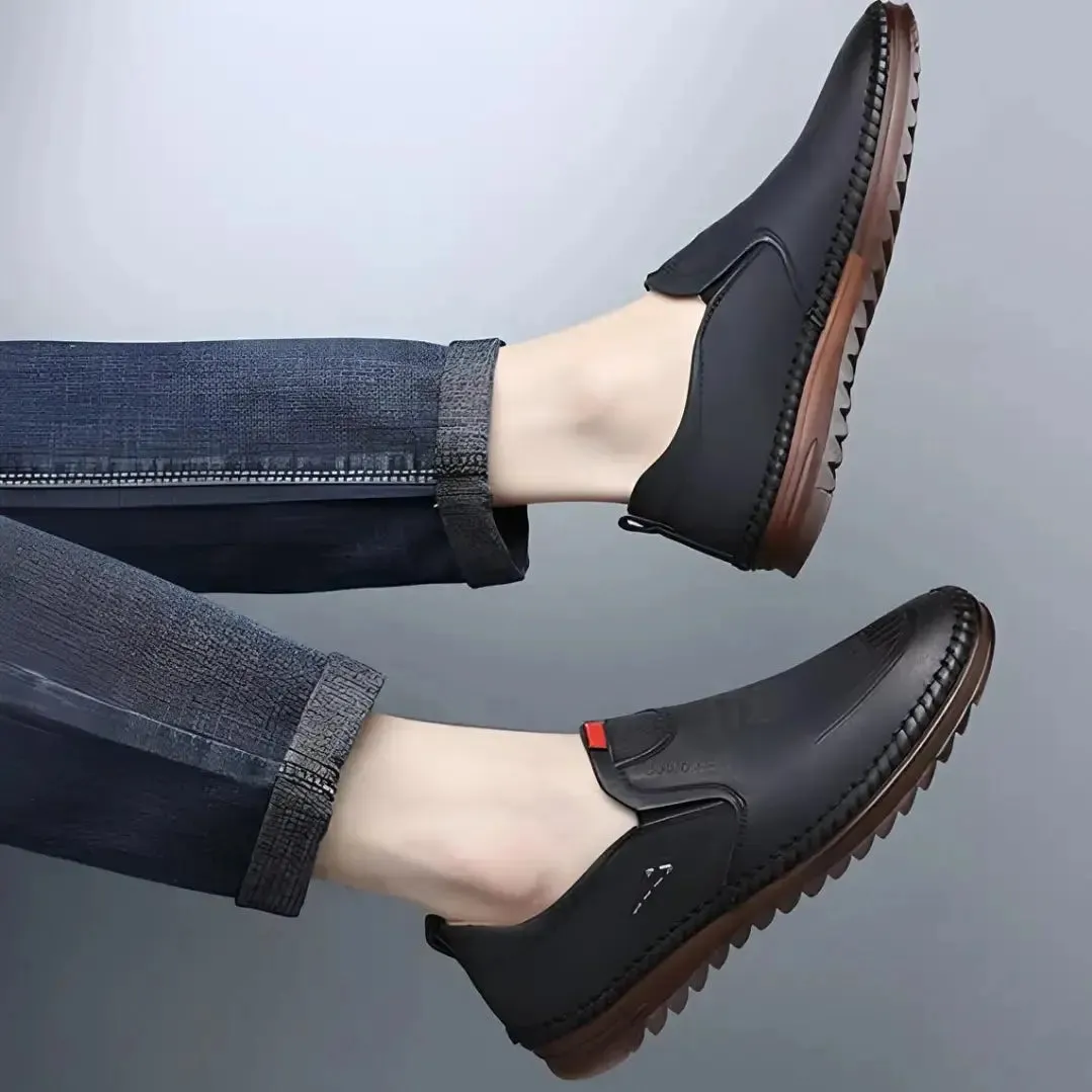 Casual Leather Shoes for Men - Slip-On Black Casual Shoes