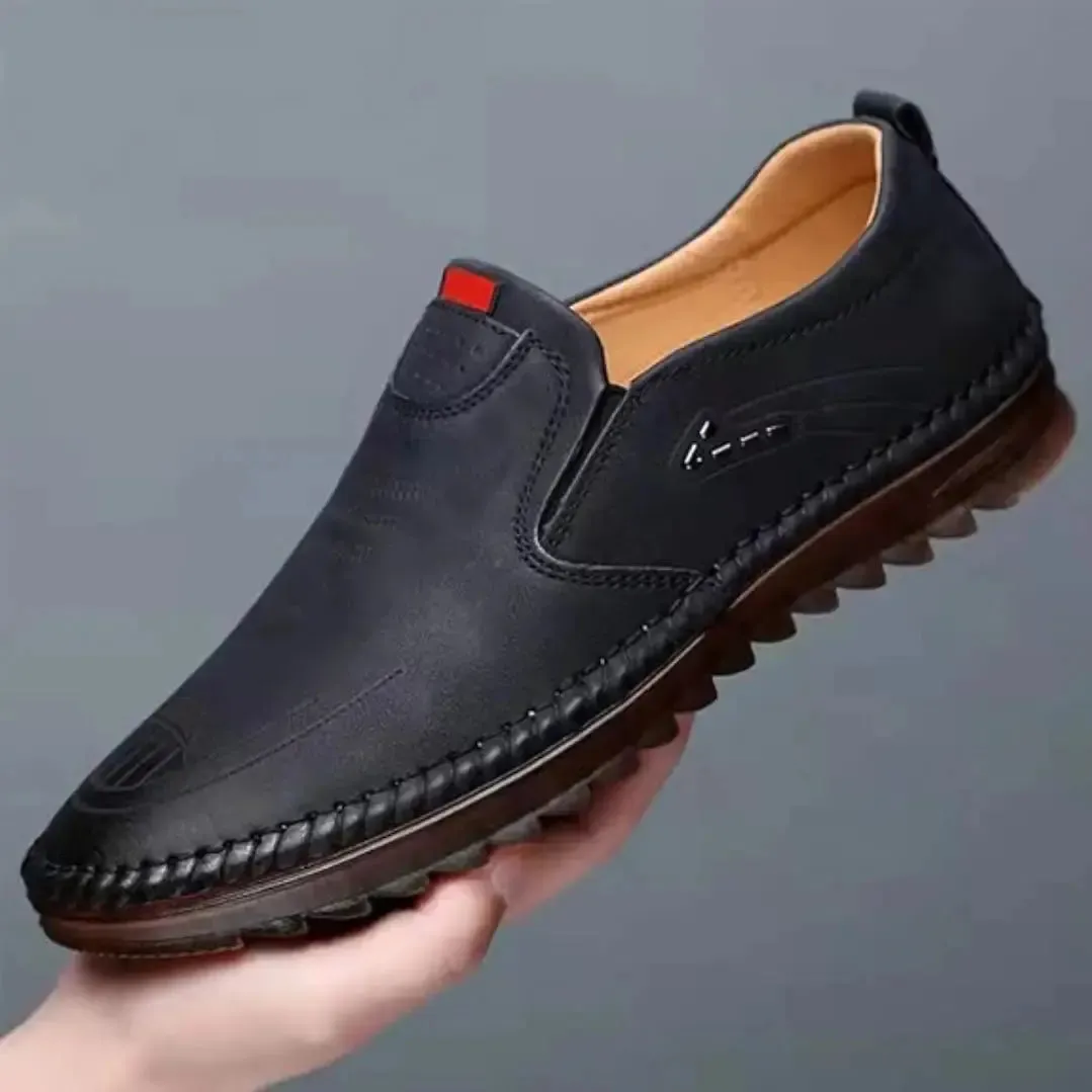 Casual Leather Shoes for Men - Slip-On Black Casual Shoes