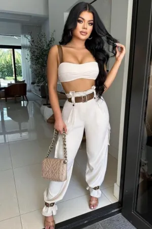 Chic & Classy Date Pants Set (Beige)