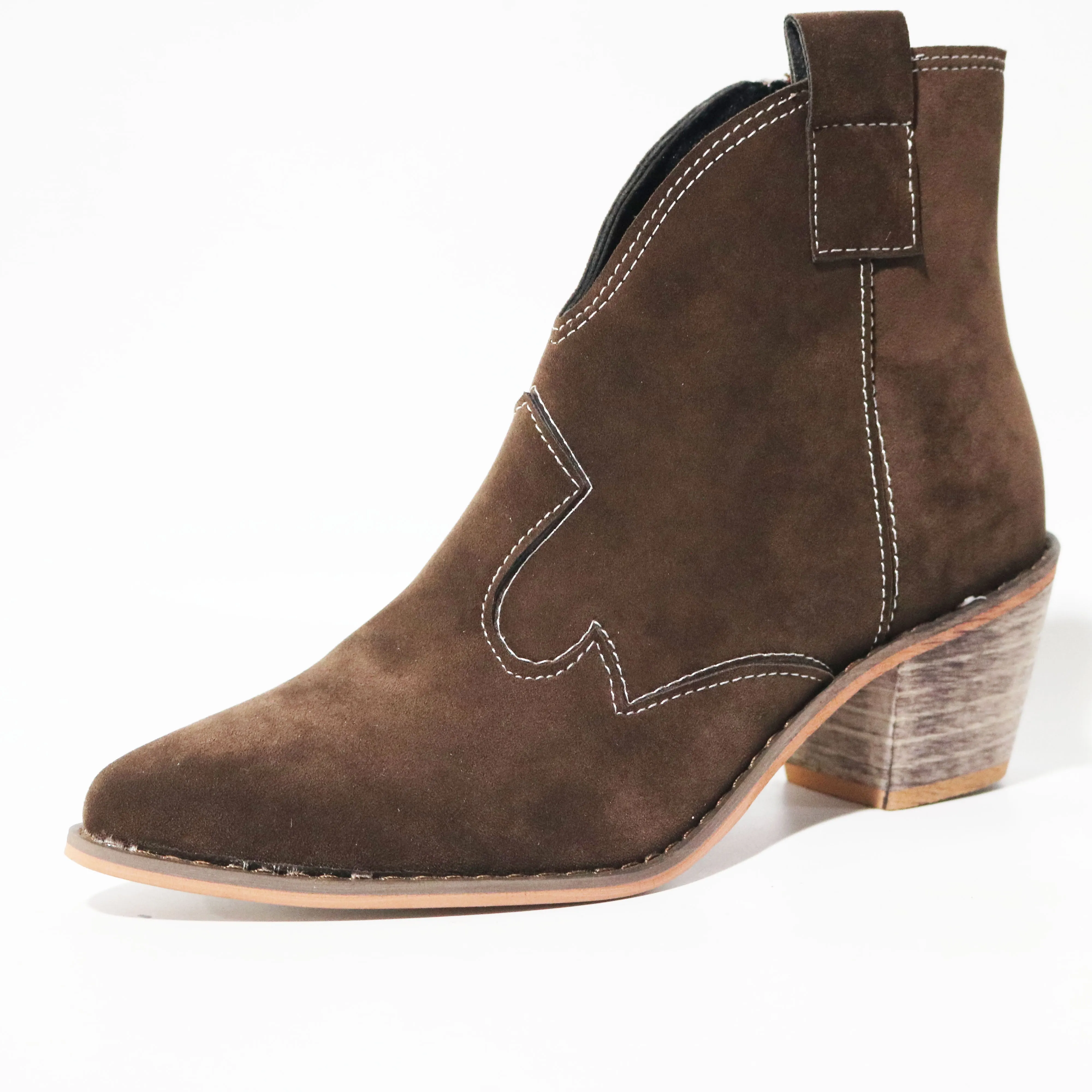 Chicvane Womens Solid Pointed Toe Chunky Stacked Heel Ankle Boots.