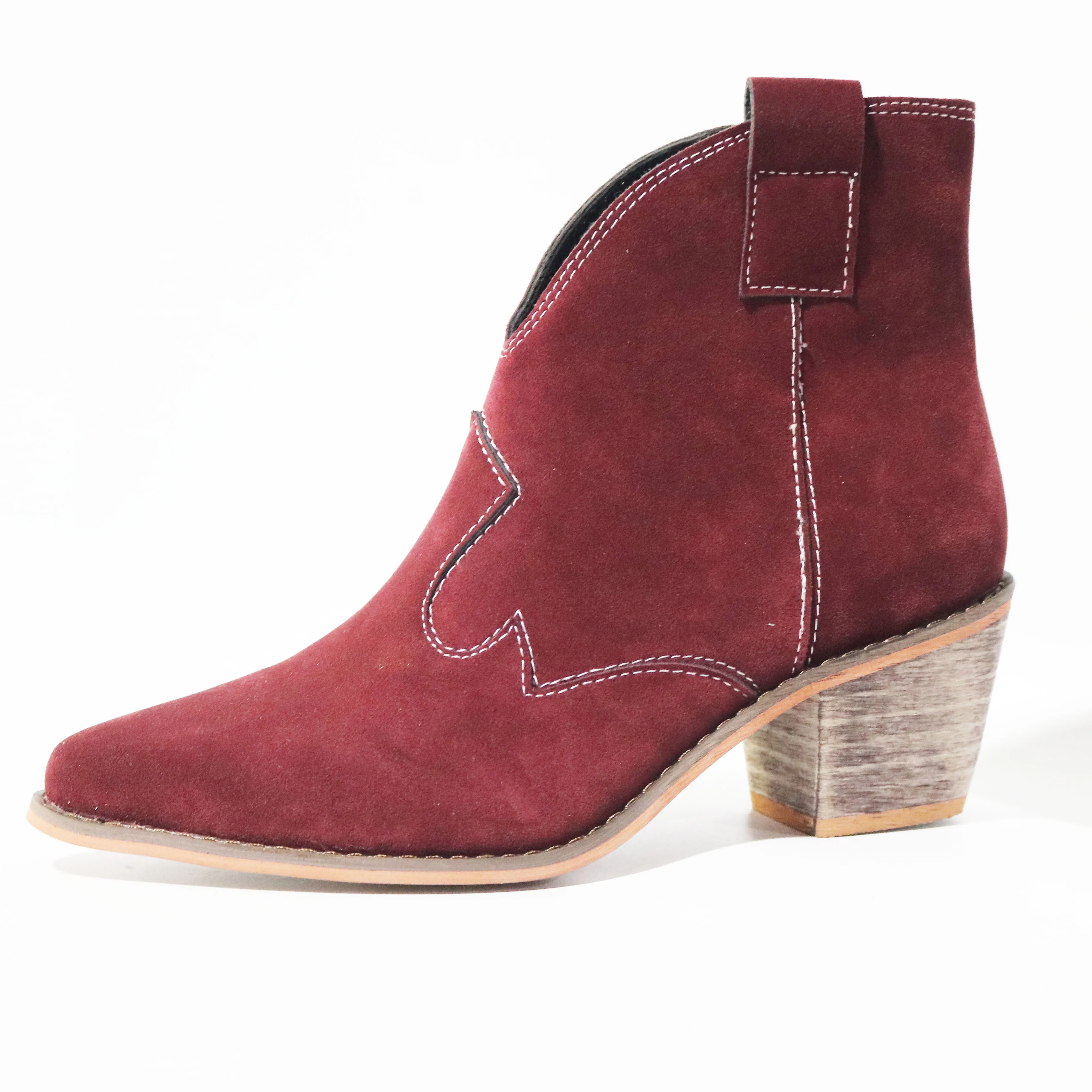 Chicvane Womens Solid Pointed Toe Chunky Stacked Heel Ankle Boots.