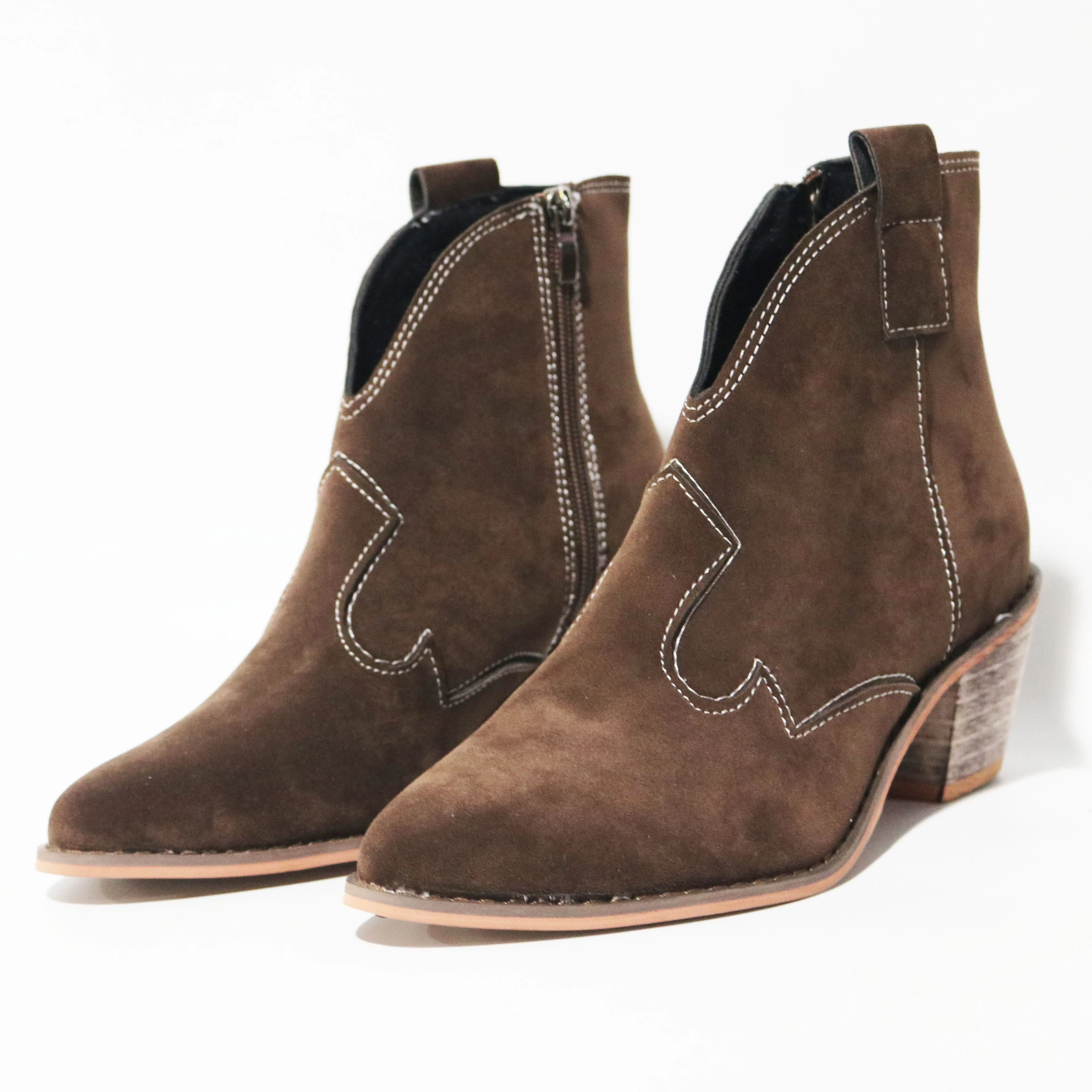 Chicvane Womens Solid Pointed Toe Chunky Stacked Heel Ankle Boots.