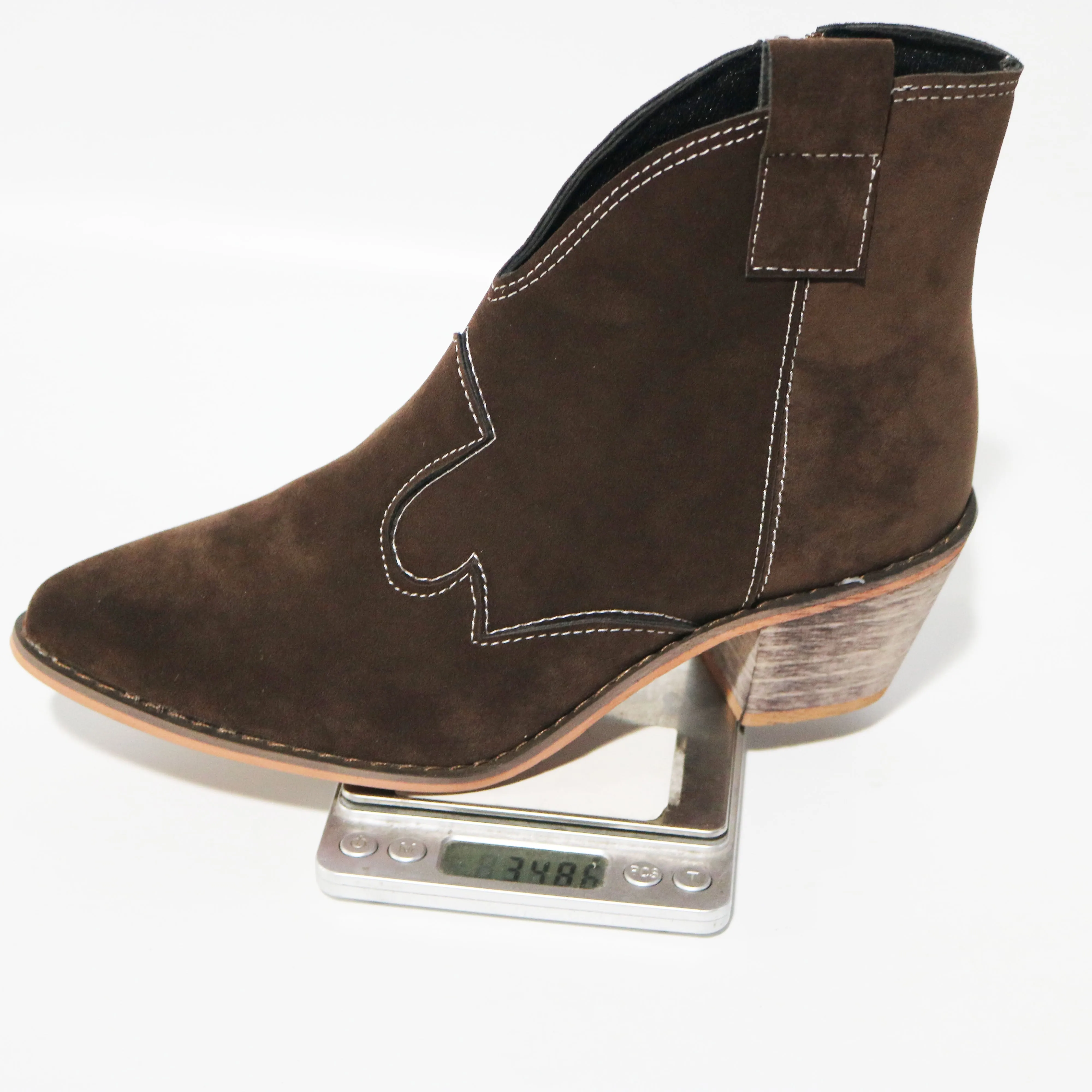Chicvane Womens Solid Pointed Toe Chunky Stacked Heel Ankle Boots.