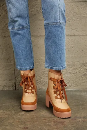 East Lion Color Block Lug Women's Lace Up Booties