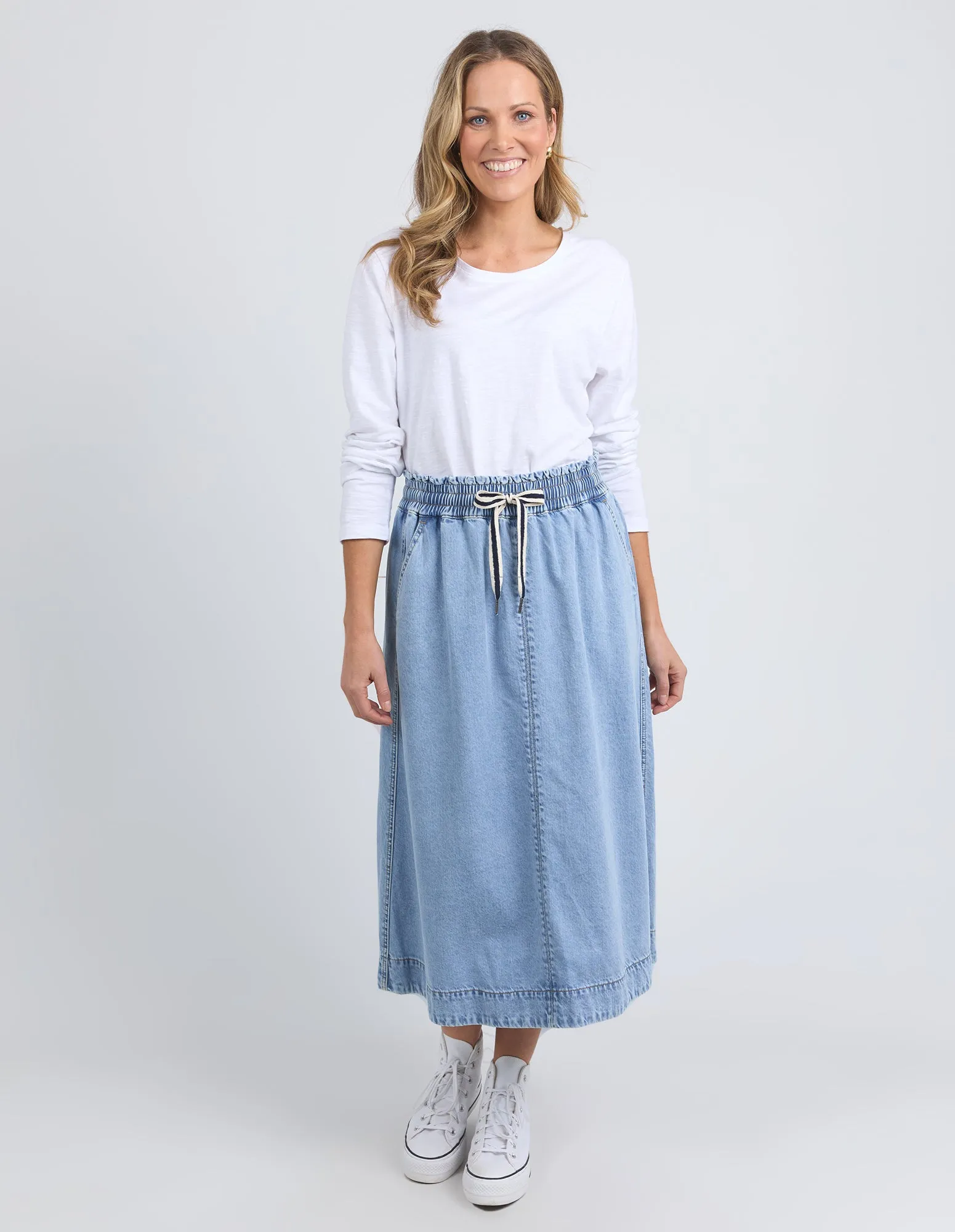 Elm Greta Denim Skirt Light Blue