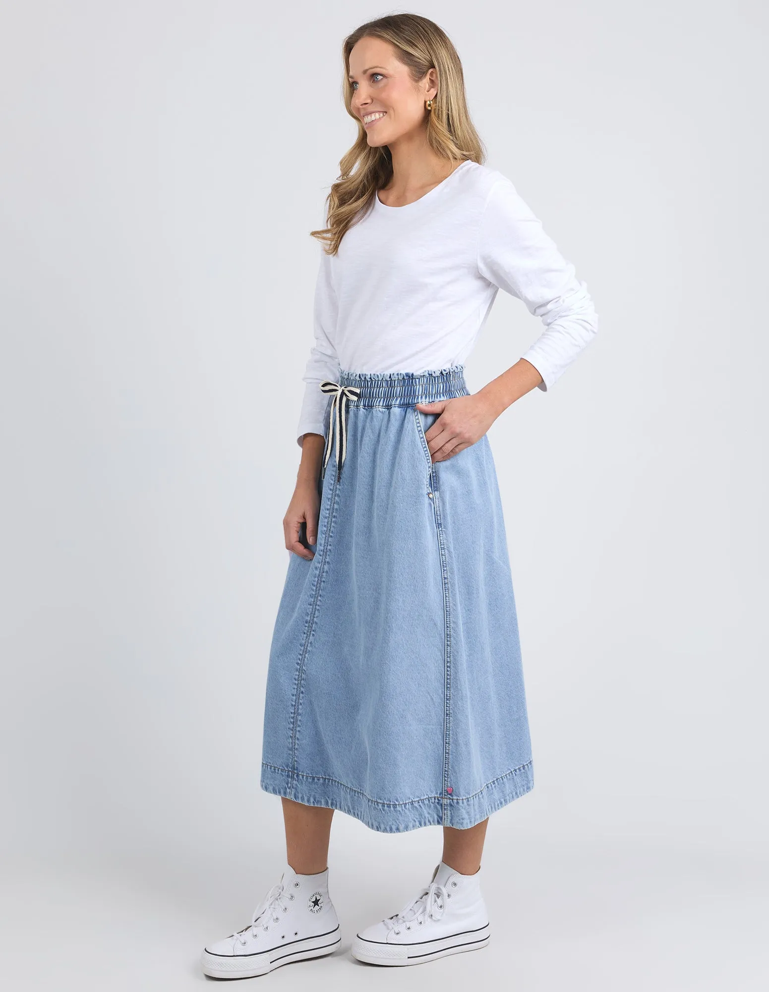 Elm Greta Denim Skirt Light Blue