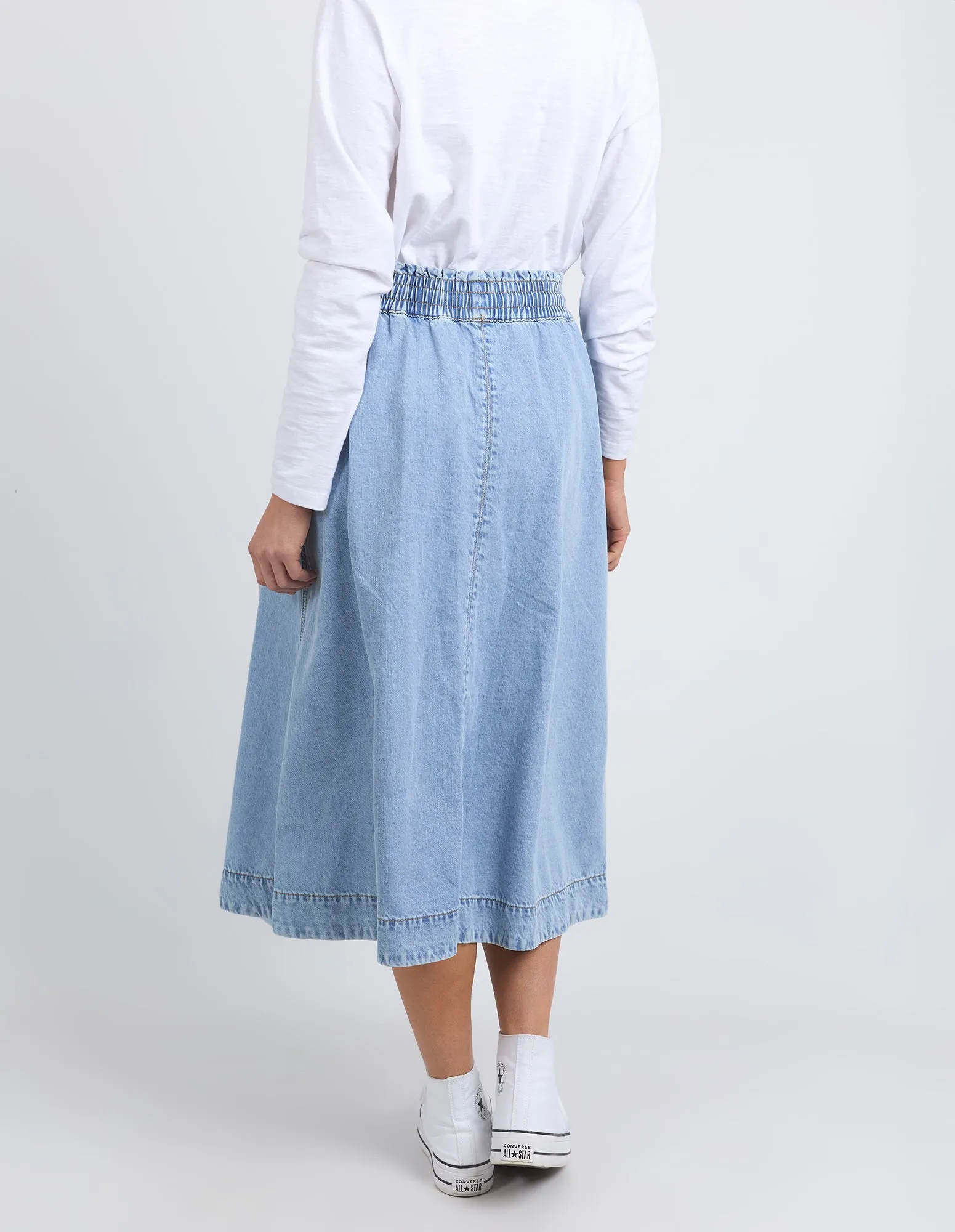 Elm Greta Denim Skirt Light Blue