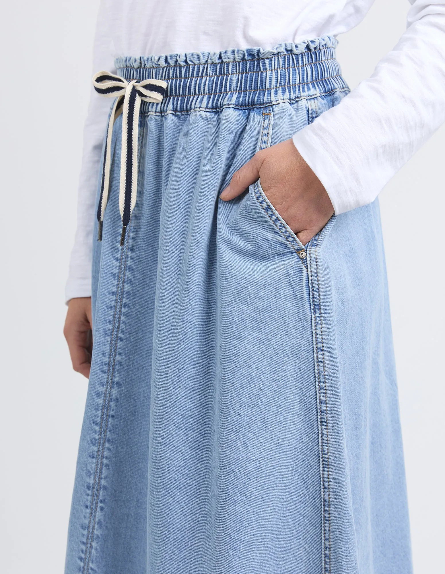 Elm Greta Denim Skirt Light Blue