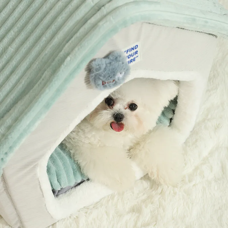 Foldable Pet House with Removable Sleep Mat