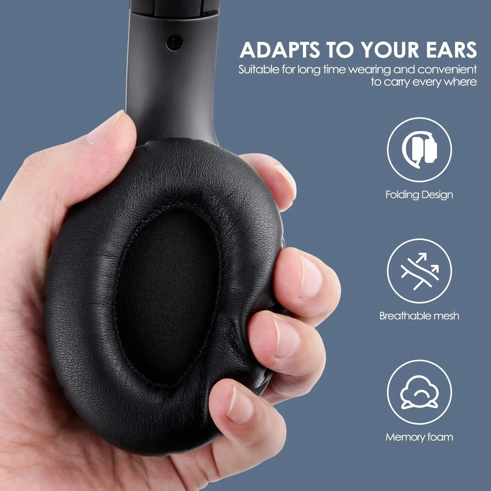 Foldable Wireless Headset with Active Noise Cancellation