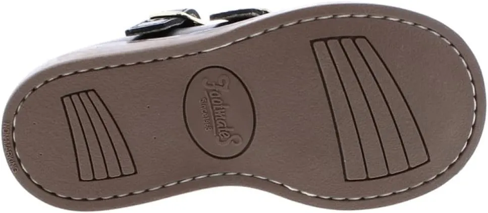 FOOTMATES Danielle Double-Buckle Mary Jane English Sandals Flats with Wide Toe Box and Custom-Fit Insoles, Non-Marking Outsoles - For Infants, Toddlers, and Little Kids, Ages 0-8