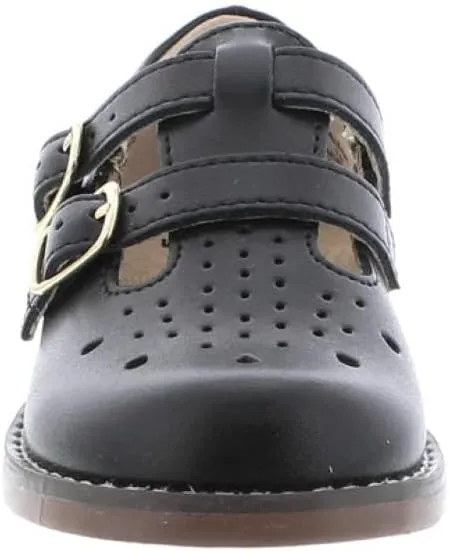 FOOTMATES Danielle Double-Buckle Mary Jane English Sandals Flats with Wide Toe Box and Custom-Fit Insoles, Non-Marking Outsoles - For Infants, Toddlers, and Little Kids, Ages 0-8