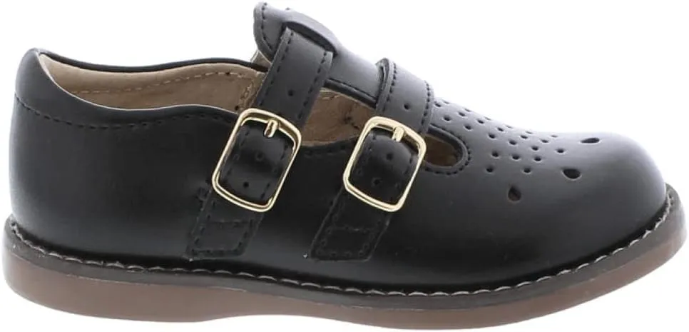 FOOTMATES Danielle Double-Buckle Mary Jane English Sandals Flats with Wide Toe Box and Custom-Fit Insoles, Non-Marking Outsoles - For Infants, Toddlers, and Little Kids, Ages 0-8