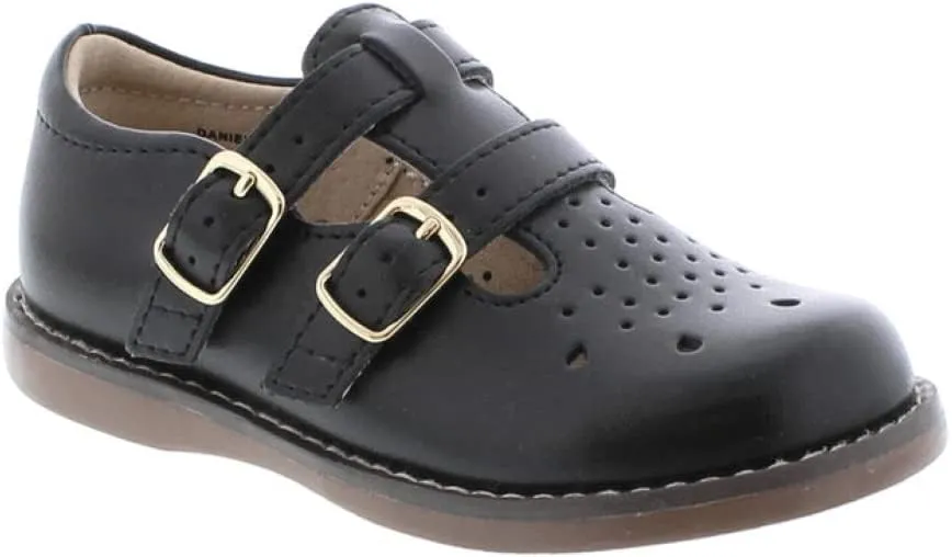FOOTMATES Danielle Double-Buckle Mary Jane English Sandals Flats with Wide Toe Box and Custom-Fit Insoles, Non-Marking Outsoles - For Infants, Toddlers, and Little Kids, Ages 0-8