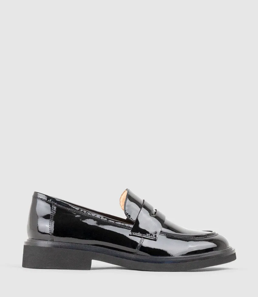GALIA Loafer with Keeper in Black Patent