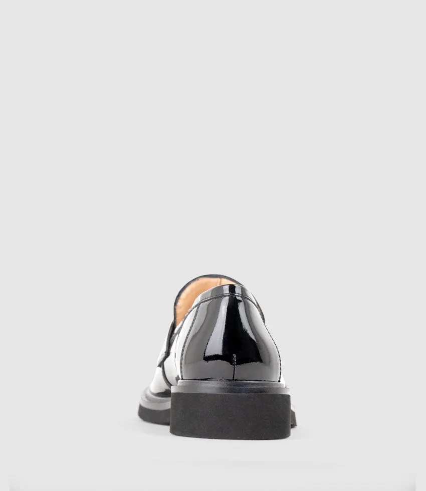 GALIA Loafer with Keeper in Black Patent