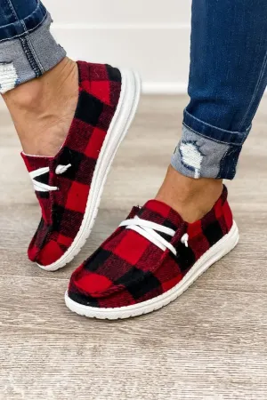 Gypsy Jazz Slip On Sneaker Black & Red Plaid