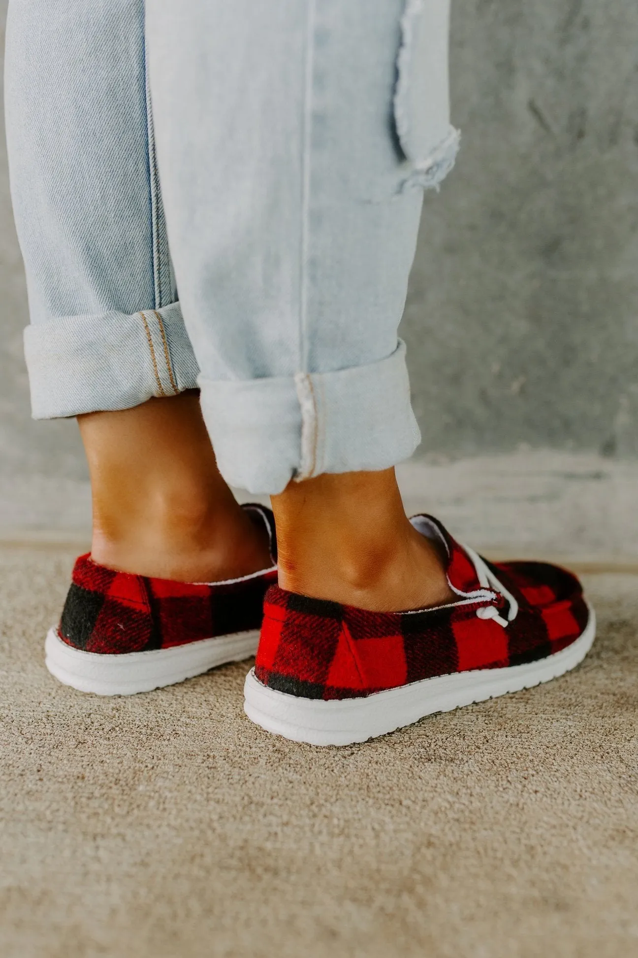 Gypsy Jazz Slip On Sneaker Black & Red Plaid