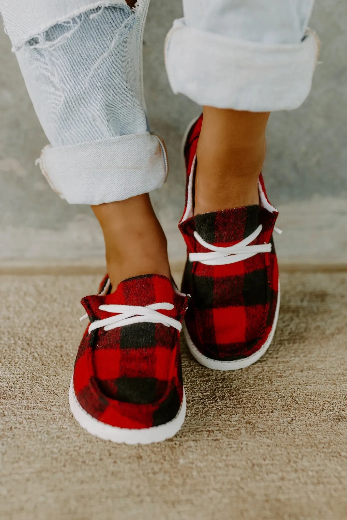 Gypsy Jazz Slip On Sneaker Black & Red Plaid