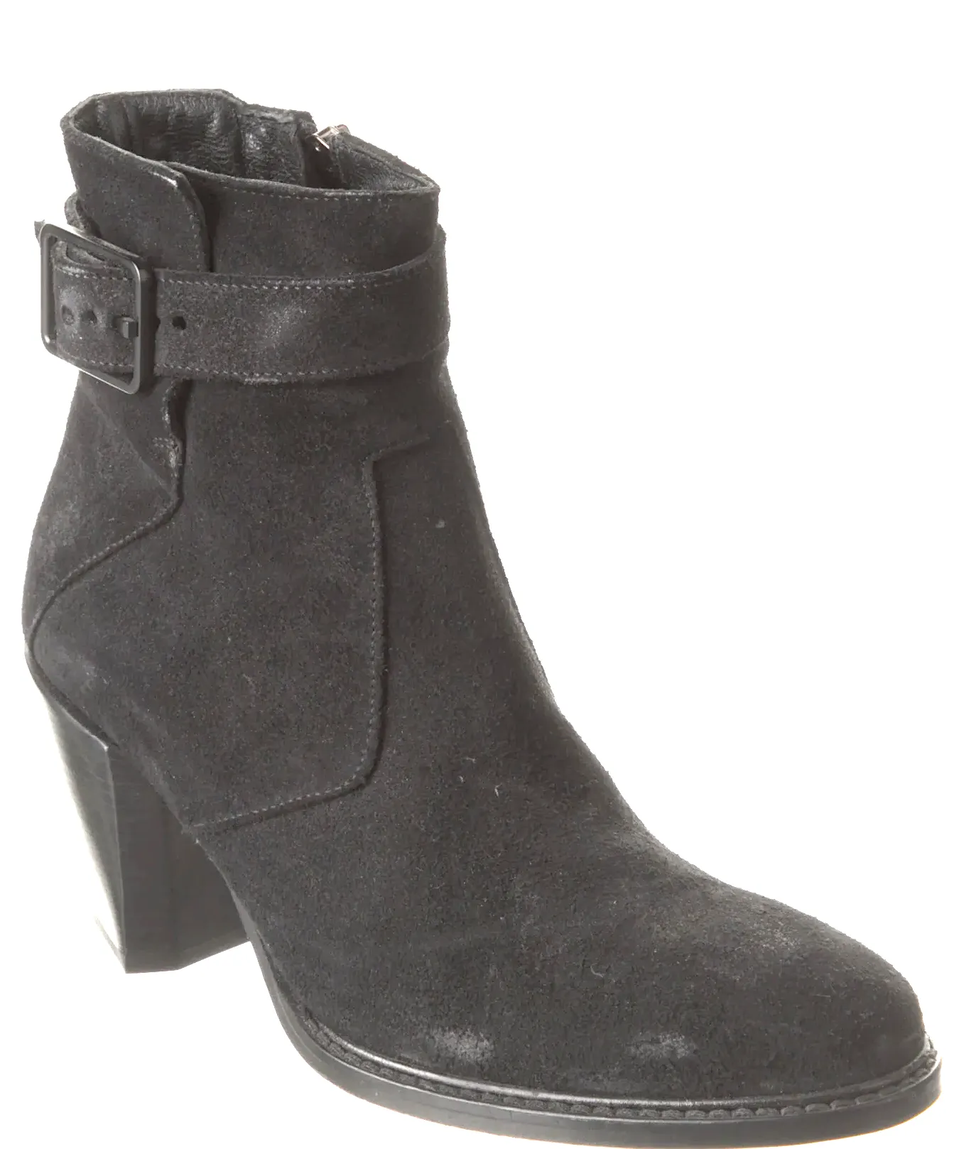 Helmut Lang. Black Suede Leather Chunk Heel Boots SZ 38