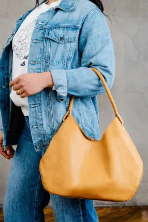 JACKEE RELAXED SHOULDER BAG - COGNAC