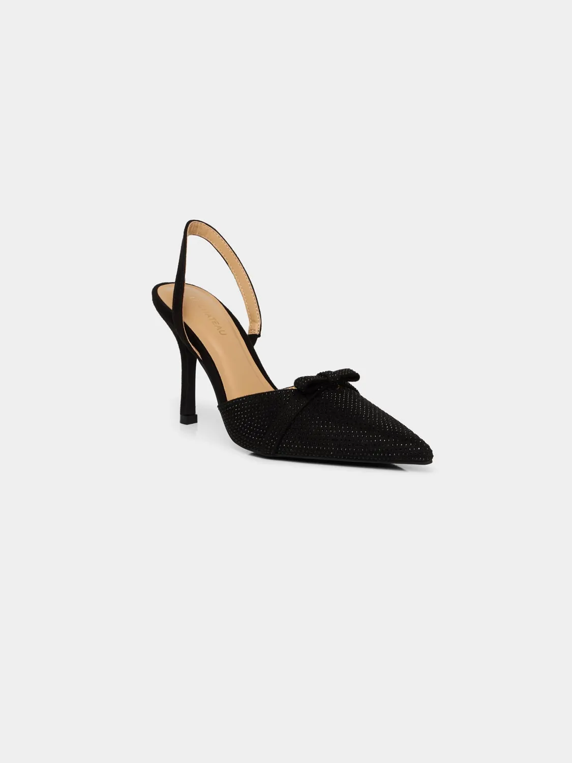 Jewelled Slingback With Bow Detail
