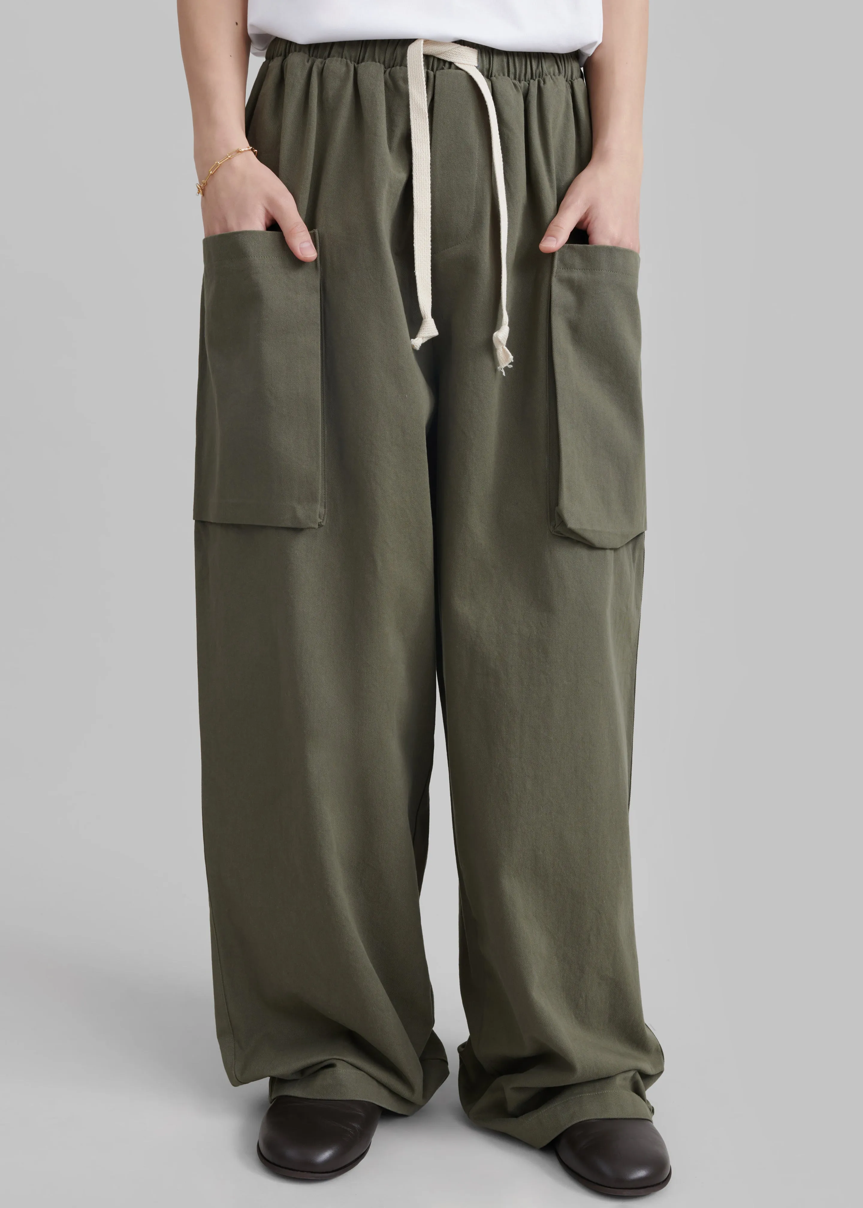 Lauri Drawstring Cargo Pants - Khaki