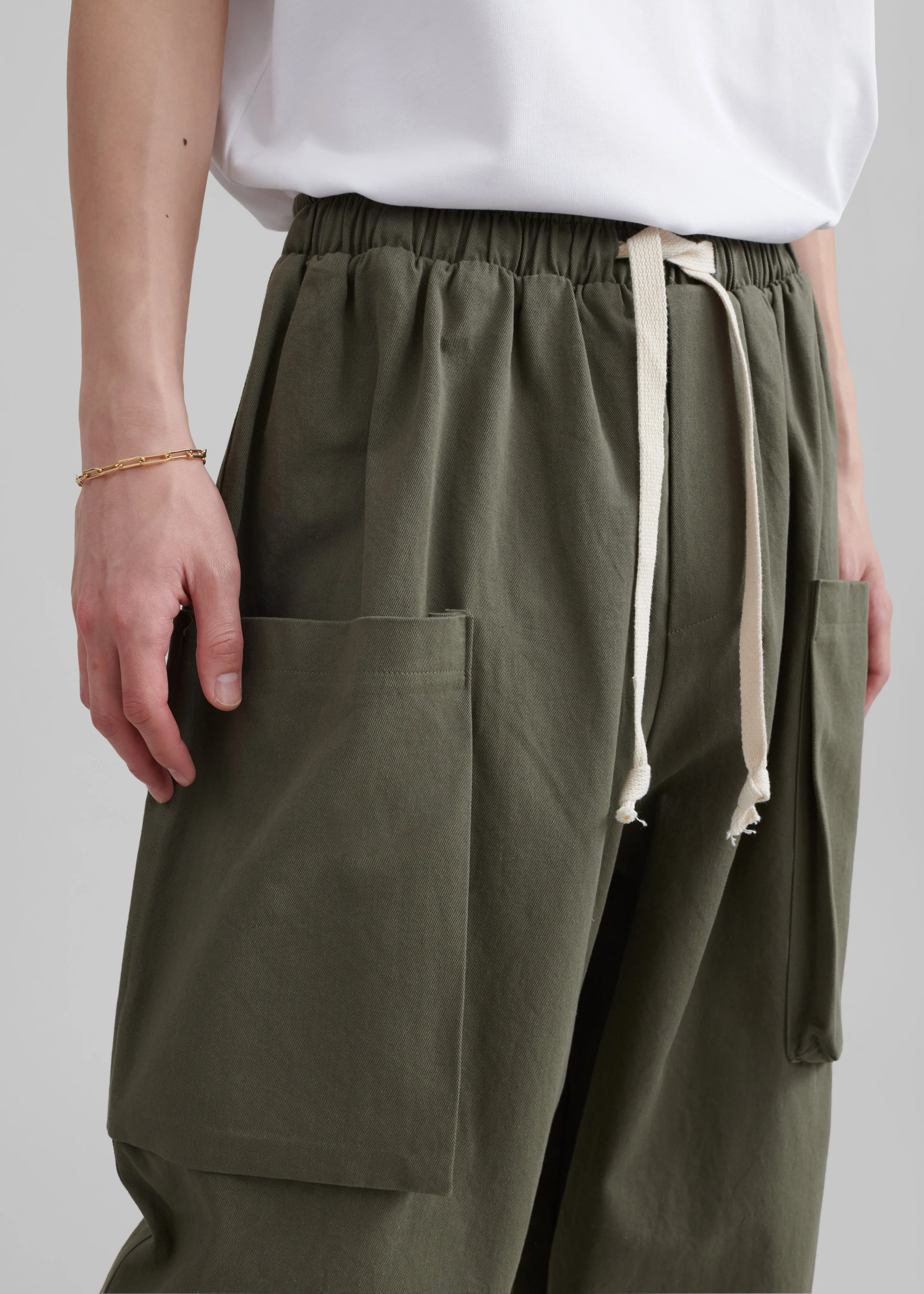 Lauri Drawstring Cargo Pants - Khaki