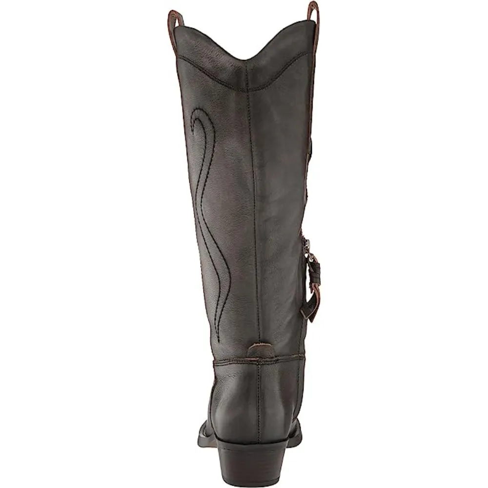 Liandra Black Leather Franco Sarto Western Boots