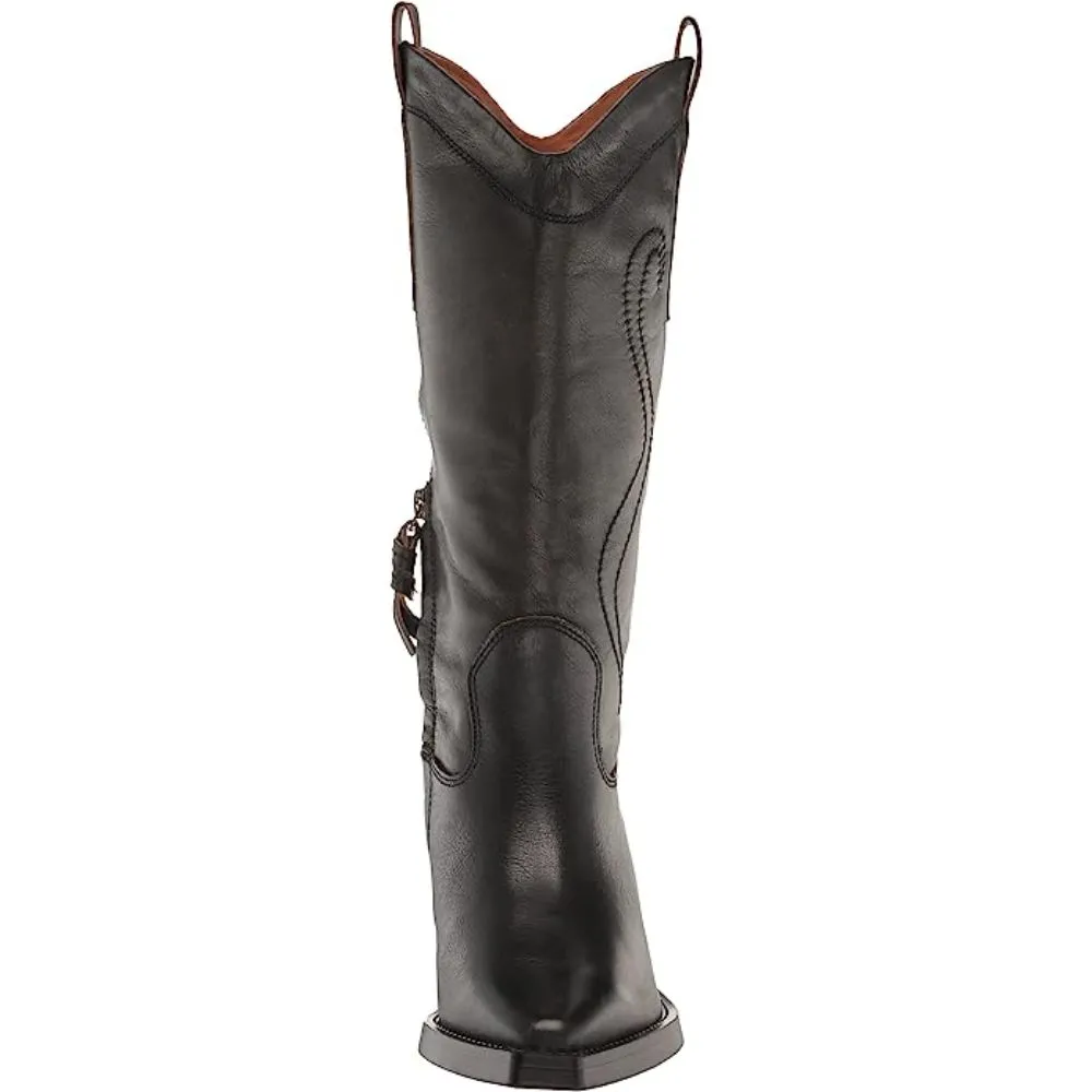 Liandra Black Leather Franco Sarto Western Boots
