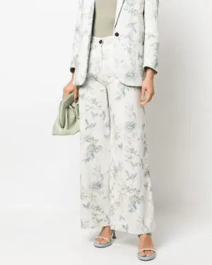 Light Blue Jeans With Floral Motif