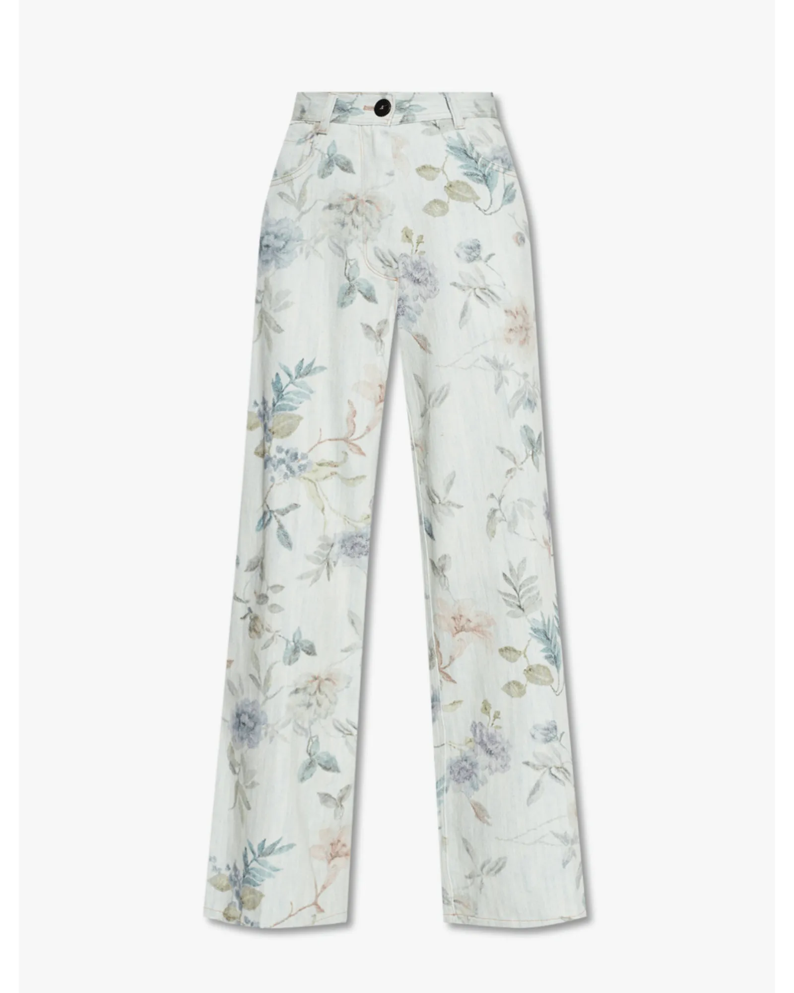 Light Blue Jeans With Floral Motif
