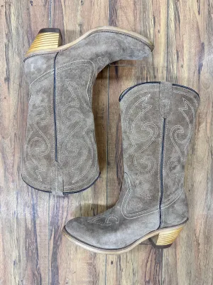 Mocha Suede Cowboy Boots