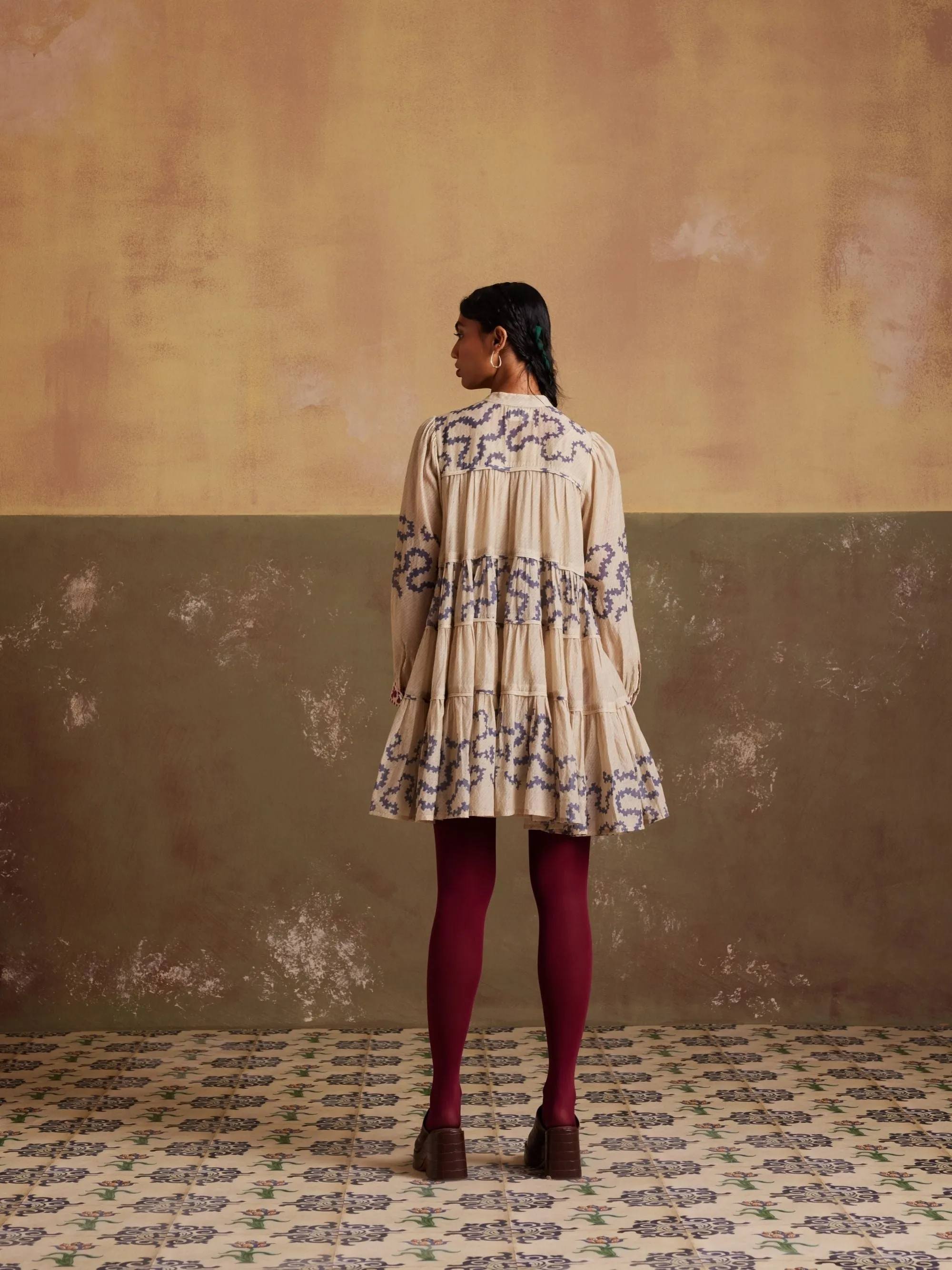 New Season Summer Fall 24-Dress Tier Cotton Spiral Ivory-SS24-TRD-IND-Fashion Edit Cord Studio