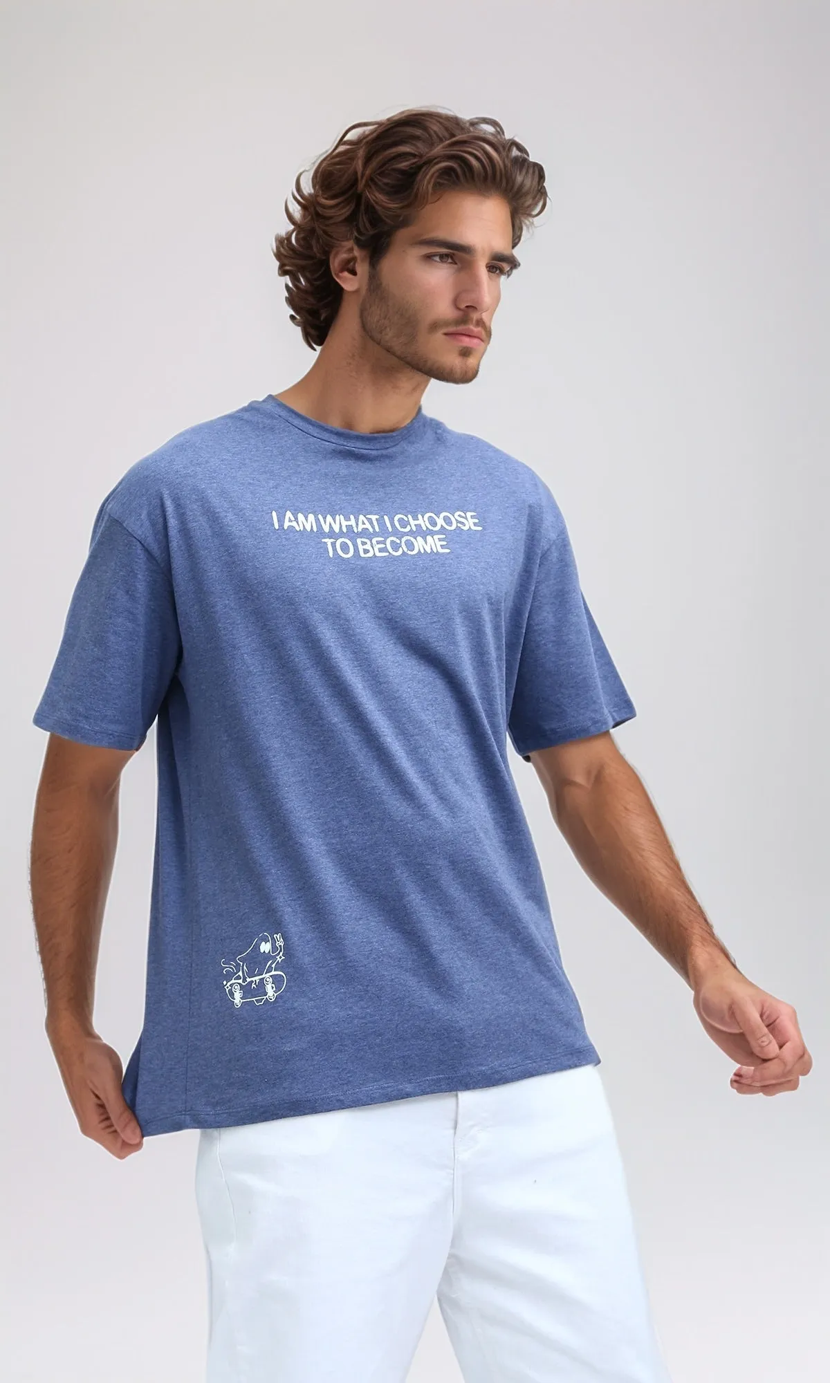 O182409 Heather Navy Summer Tee Elbow-Sleeves
