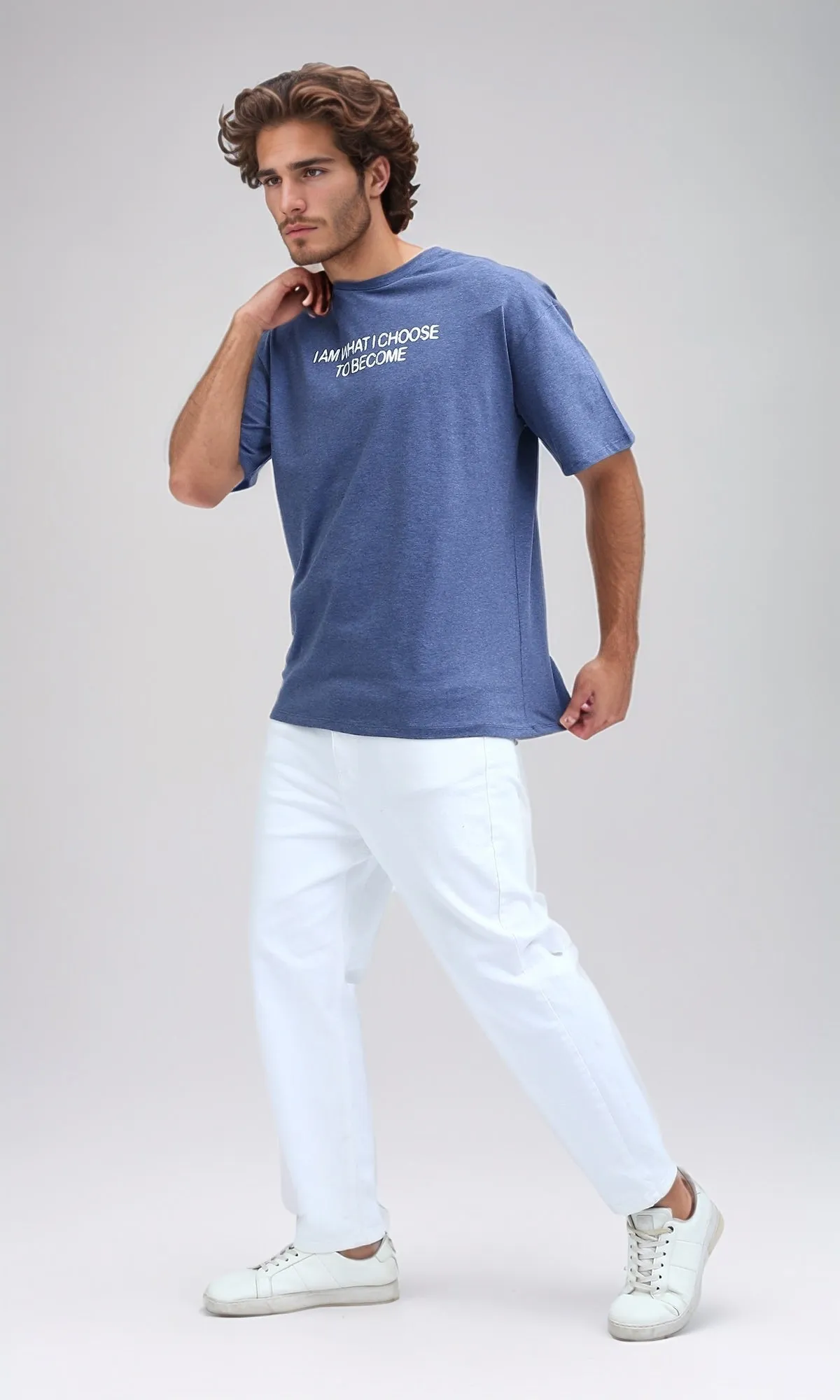 O182409 Heather Navy Summer Tee Elbow-Sleeves