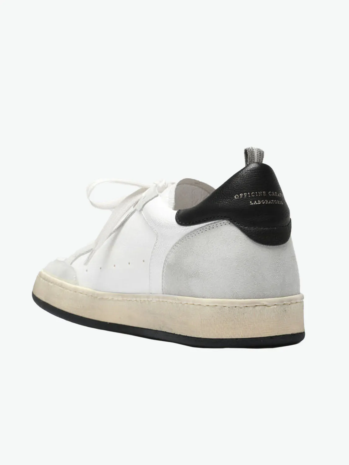 Officine Creative White Grey Leather and Suede Low Top Sneakers