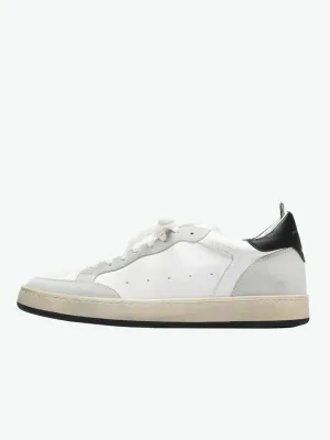 Officine Creative White Grey Leather and Suede Low Top Sneakers