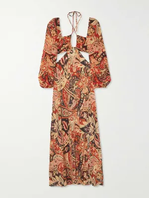 Paisley print cutout maxi dress