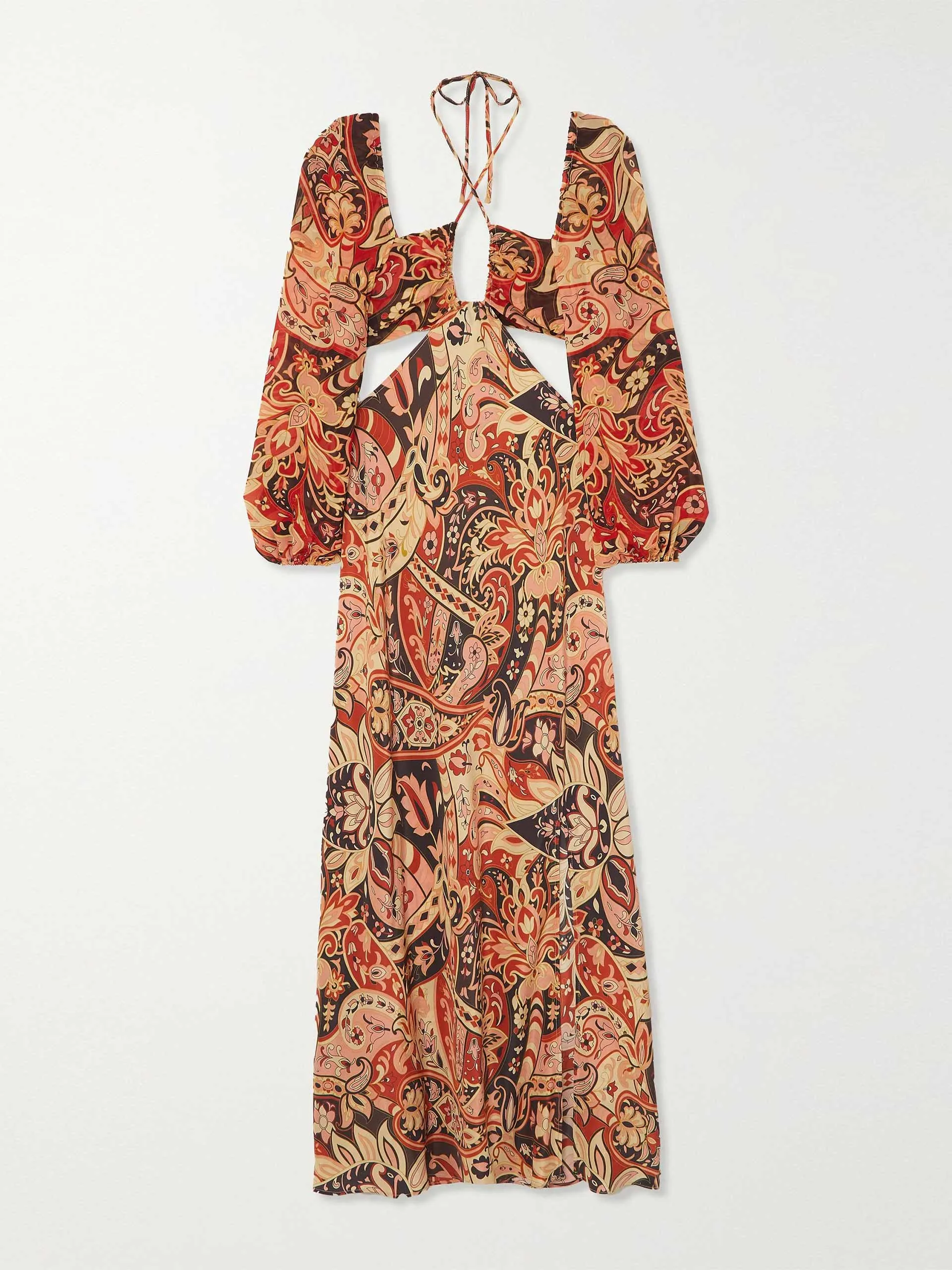 Paisley print cutout maxi dress
