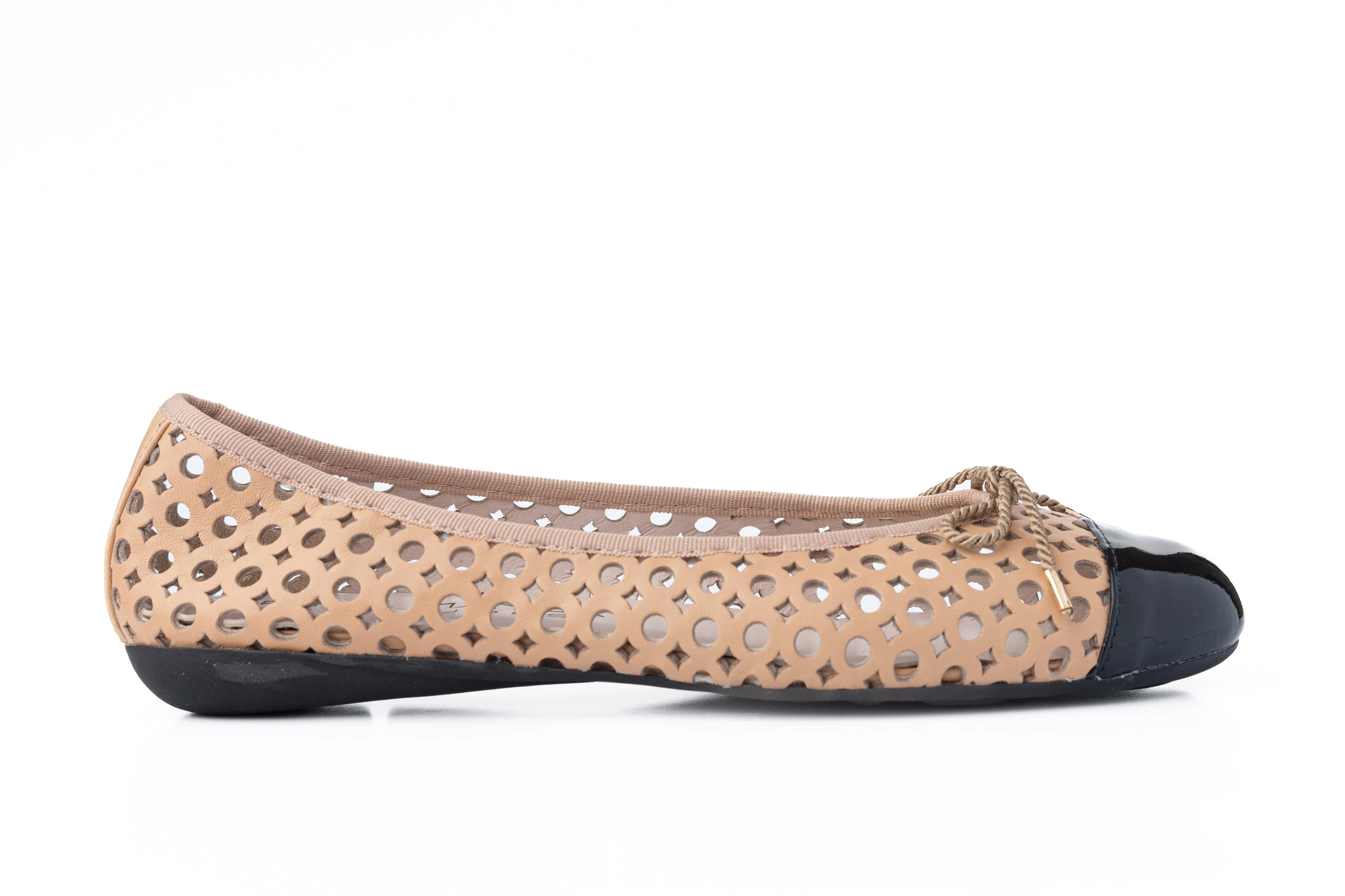 PAUL MAYER - BRANDY - SIZE 8 - PATENT BLACK NAPPA BEIGE