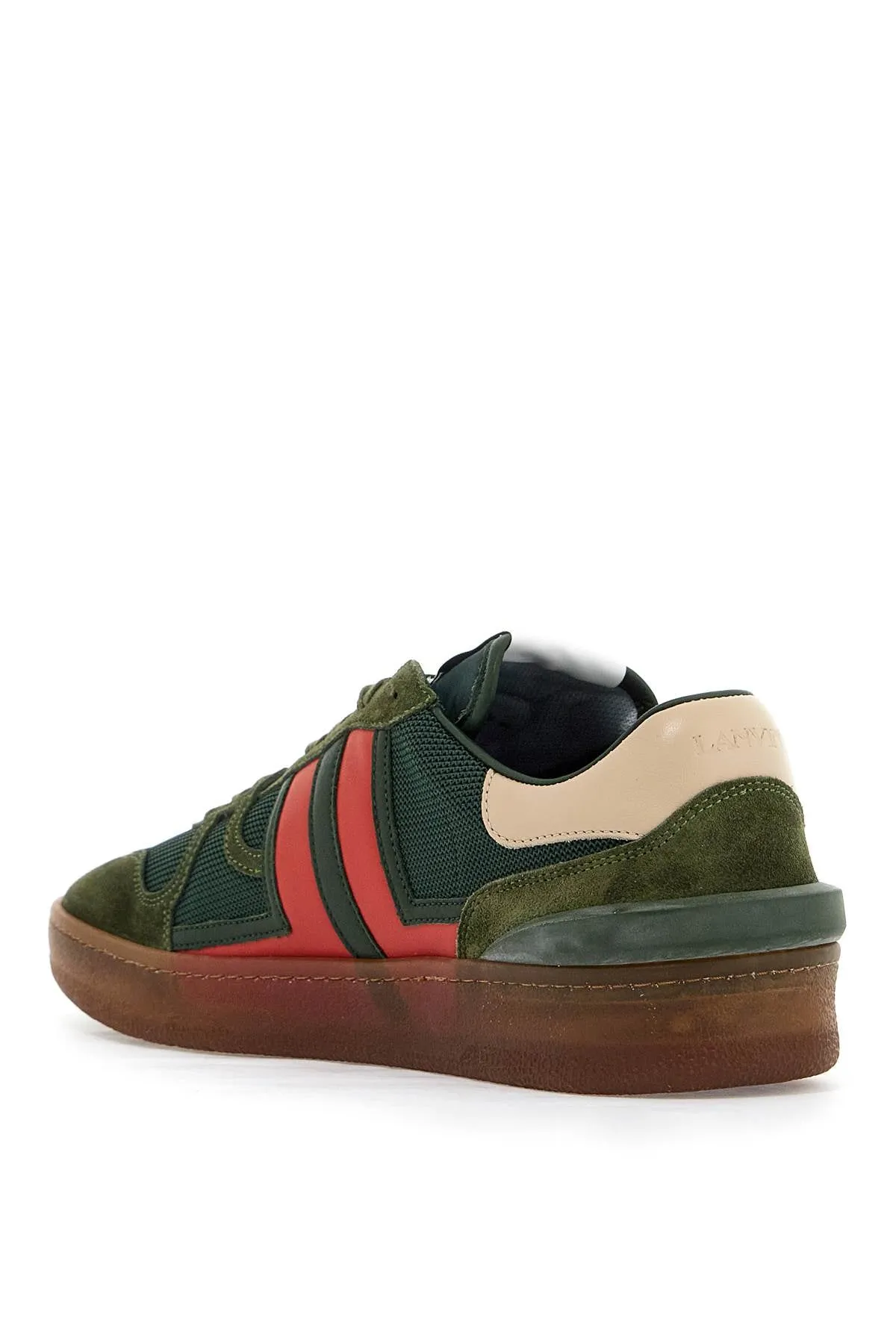 "MESH AND LEATHER CLAY SNEAKERS WITH