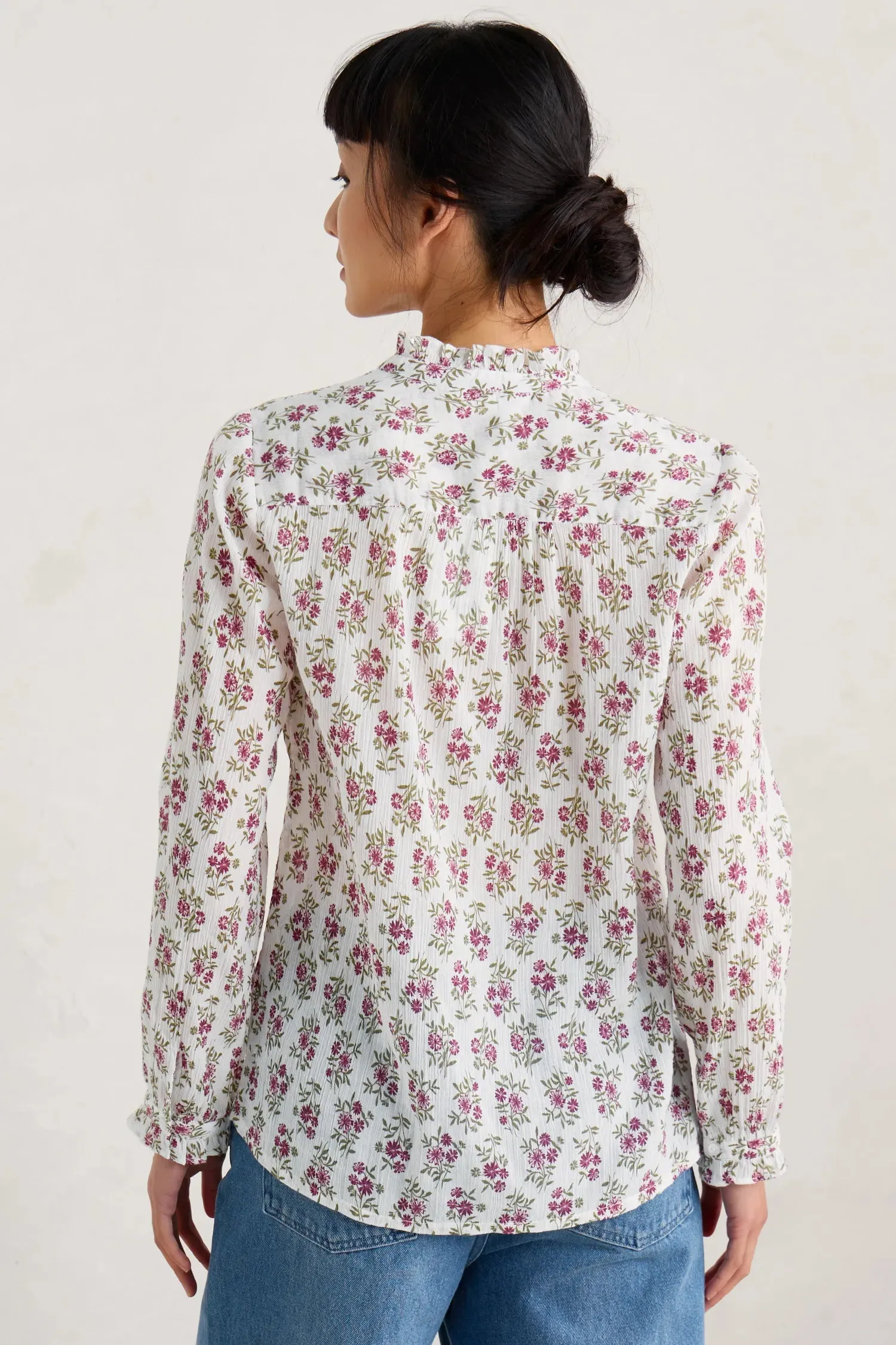 Seasalt Garden Plot Shirt - Ink Stamp Floral Chalk